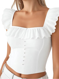 Thumbnail for Women's Lace-Up Corset Top Sexy Summer Crop Top Women's Lace Tank Top, Drestiny, Corsets, Crop Tops, Tank Tops, Casual Shirts, Sleeveless, XS, S, M, L, White, Sky Blue, United States, USA, Canada, Australia, New Zealand, lace up corset top, sexy crop top, lace tank top women's, summer going out tops,  bodice top, shopdrestiny.com