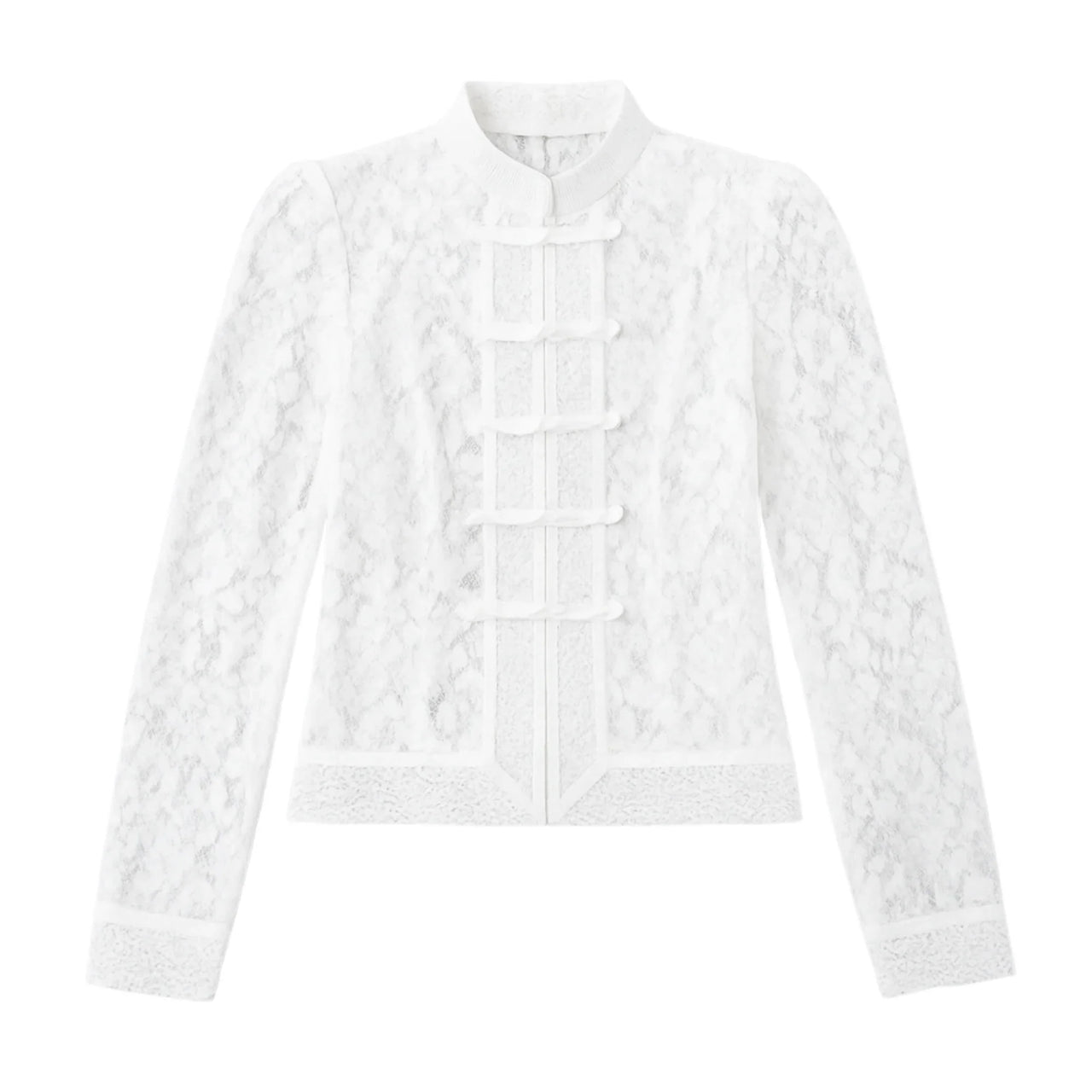 White lace blouse on a white background