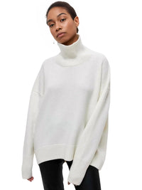 Thumbnail for Women's Oversized Turtleneck Sweater Elegant Thick Pullover Knitted Jumper Long Sleeve Sweaters