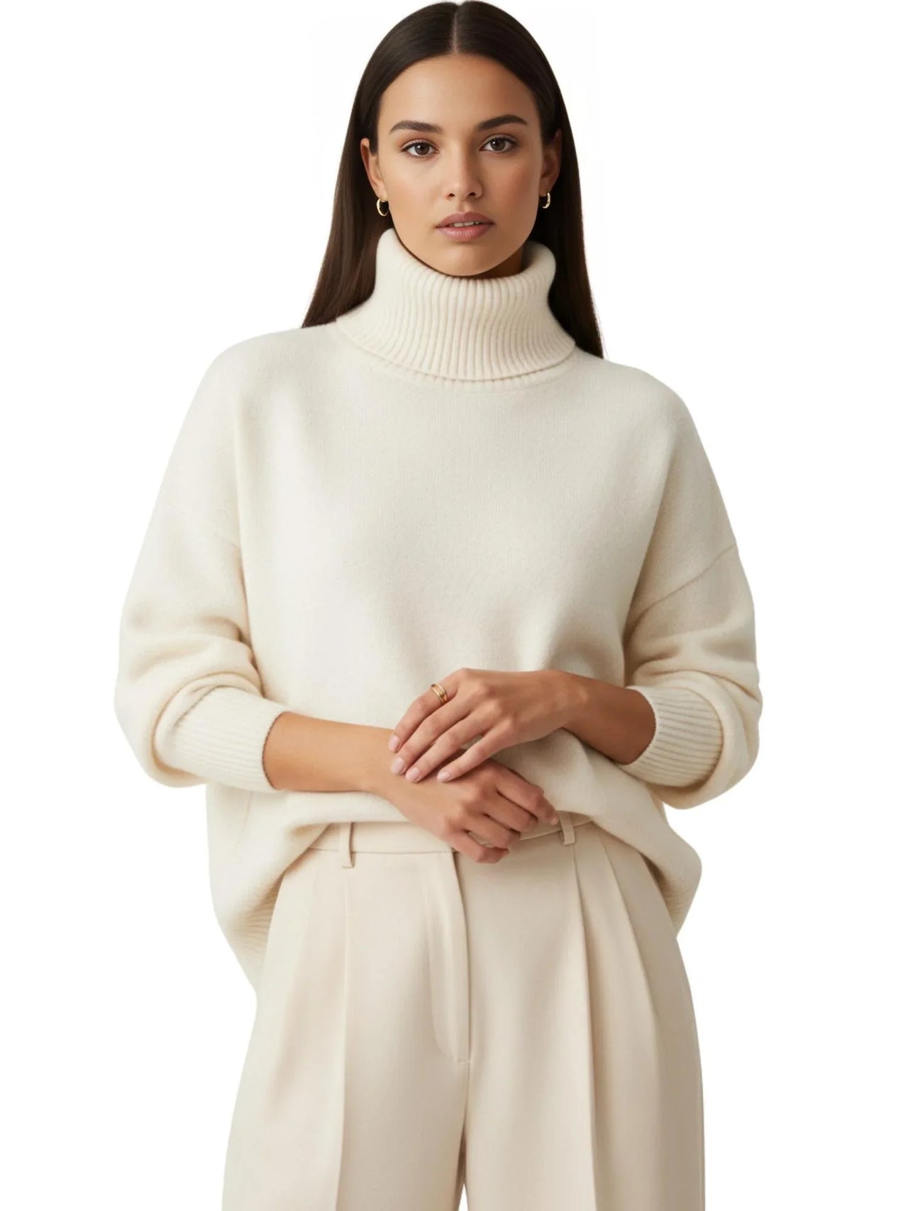 Women's Oversized Turtleneck Sweater Elegant Thick Pullover Knitted Jumper Long Sleeve Sweaters