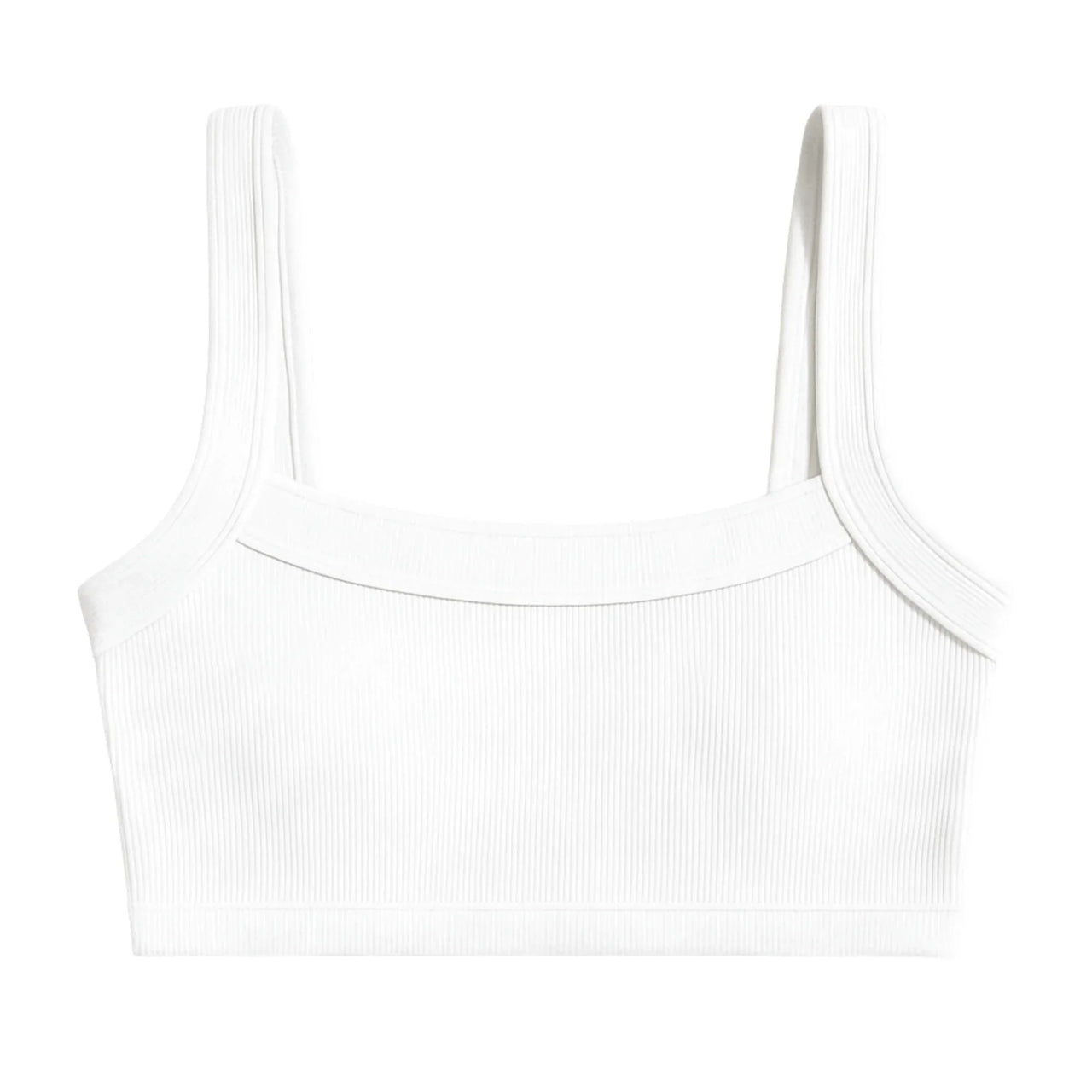 White ribbed crop top on a white background