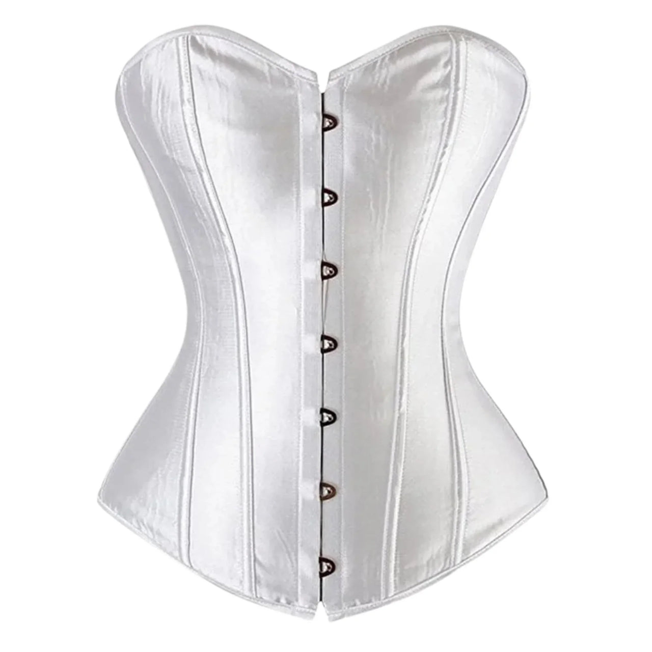White satin corset with buttons on a white background
