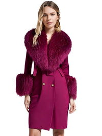 Thumbnail for Women's Wool Cashmere Coat With Real Mongolian Sheep Fur Collar and Cuffs Ladies Double Faced Coats Belted Winter Fall Long Coat -, Coats , Drestiny , Australia, Black, Blue, Brown, Coats, Coffee, Dark Brown, Fuchsia, Green, Khaki, L, Light Grey, Light Purple, Lilac, M, Mint, Mint Green, Neon Green, Orange, Pink, Purple, Red, Royal Blue, S, Teal, United Kingdom, United States, Violet Red, White, XL, XXL , Drestiny , www.shopdrestiny.com