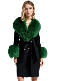 Thumbnail for Women's Wool Cashmere Coat With Real Mongolian Sheep Fur Collar and Cuffs Ladies Double Faced Coats Belted Winter Fall Long Coat -, Coats , Drestiny , Australia, Black, Blue, Brown, Coats, Coffee, Dark Brown, Fuchsia, Green, Khaki, L, Light Grey, Light Purple, Lilac, M, Mint, Mint Green, Neon Green, Orange, Pink, Purple, Red, Royal Blue, S, Teal, United Kingdom, United States, Violet Red, White, XL, XXL , Drestiny , www.shopdrestiny.com