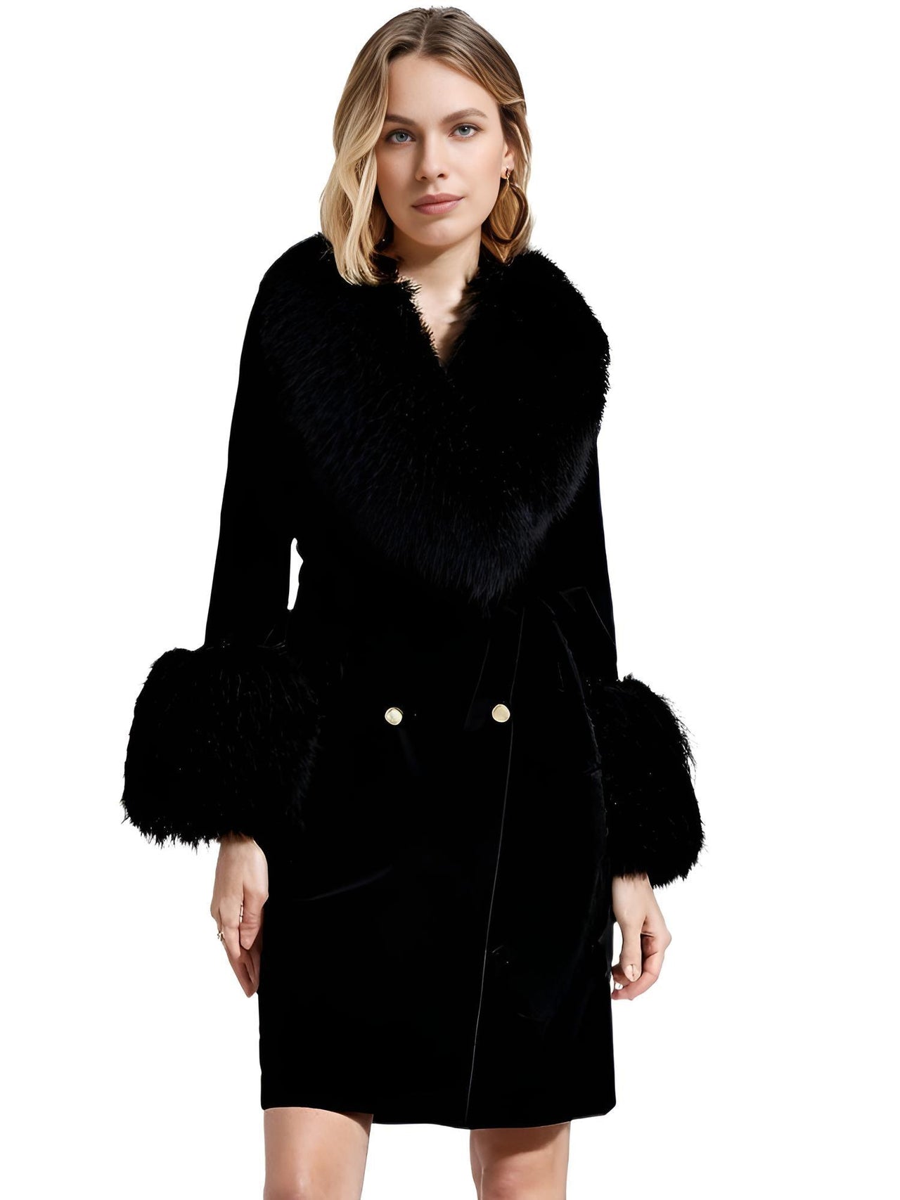 Women's Wool Cashmere Coat With Real Mongolian Sheep Fur Collar and Cuffs Ladies Double Faced Coats Belted Winter Fall Long Coat -, Coats , Drestiny , Australia, Black, Blue, Brown, Coats, Coffee, Dark Brown, Fuchsia, Green, Khaki, L, Light Grey, Light Purple, Lilac, M, Mint, Mint Green, Neon Green, Orange, Pink, Purple, Red, Royal Blue, S, Teal, United Kingdom, United States, Violet Red, White, XL, XXL , Drestiny , www.shopdrestiny.com