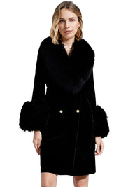 Thumbnail for Women's Wool Cashmere Coat With Real Mongolian Sheep Fur Collar and Cuffs Ladies Double Faced Coats Belted Winter Fall Long Coat -, Coats , Drestiny , Australia, Black, Blue, Brown, Coats, Coffee, Dark Brown, Fuchsia, Green, Khaki, L, Light Grey, Light Purple, Lilac, M, Mint, Mint Green, Neon Green, Orange, Pink, Purple, Red, Royal Blue, S, Teal, United Kingdom, United States, Violet Red, White, XL, XXL , Drestiny , www.shopdrestiny.com