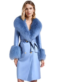 Thumbnail for Women's Wool Cashmere Coat With Real Mongolian Sheep Fur Collar and Cuffs Ladies Double Faced Coats Belted Winter Fall Long Coat -, Coats , Drestiny , Australia, Black, Blue, Brown, Coats, Coffee, Dark Brown, Fuchsia, Green, Khaki, L, Light Grey, Light Purple, Lilac, M, Mint, Mint Green, Neon Green, Orange, Pink, Purple, Red, Royal Blue, S, Teal, United Kingdom, United States, Violet Red, White, XL, XXL , Drestiny , www.shopdrestiny.com