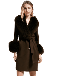 Thumbnail for Women's Wool Cashmere Coat With Real Mongolian Sheep Fur Collar and Cuffs Ladies Double Faced Coats Belted Winter Fall Long Coat -, Coats , Drestiny , Australia, Black, Blue, Brown, Coats, Coffee, Dark Brown, Fuchsia, Green, Khaki, L, Light Grey, Light Purple, Lilac, M, Mint, Mint Green, Neon Green, Orange, Pink, Purple, Red, Royal Blue, S, Teal, United Kingdom, United States, Violet Red, White, XL, XXL , Drestiny , www.shopdrestiny.com