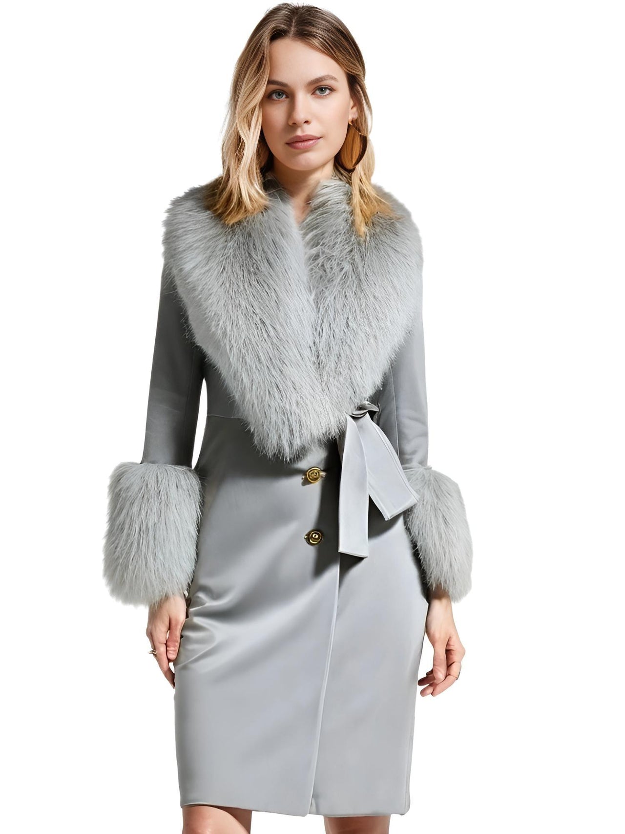 Women's Wool Cashmere Coat With Real Mongolian Sheep Fur Collar and Cuffs Ladies Double Faced Coats Belted Winter Fall Long Coat -, Coats , Drestiny , Australia, Black, Blue, Brown, Coats, Coffee, Dark Brown, Fuchsia, Green, Khaki, L, Light Grey, Light Purple, Lilac, M, Mint, Mint Green, Neon Green, Orange, Pink, Purple, Red, Royal Blue, S, Teal, United Kingdom, United States, Violet Red, White, XL, XXL , Drestiny , www.shopdrestiny.com