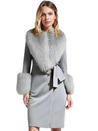Thumbnail for Women's Wool Cashmere Coat With Real Mongolian Sheep Fur Collar and Cuffs Ladies Double Faced Coats Belted Winter Fall Long Coat -, Coats , Drestiny , Australia, Black, Blue, Brown, Coats, Coffee, Dark Brown, Fuchsia, Green, Khaki, L, Light Grey, Light Purple, Lilac, M, Mint, Mint Green, Neon Green, Orange, Pink, Purple, Red, Royal Blue, S, Teal, United Kingdom, United States, Violet Red, White, XL, XXL , Drestiny , www.shopdrestiny.com