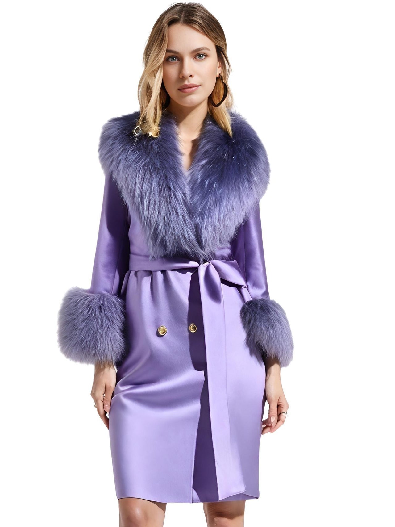Women's Wool Cashmere Coat With Real Mongolian Sheep Fur Collar and Cuffs Ladies Double Faced Coats Belted Winter Fall Long Coat -, Coats , Drestiny , Australia, Black, Blue, Brown, Coats, Coffee, Dark Brown, Fuchsia, Green, Khaki, L, Light Grey, Light Purple, Lilac, M, Mint, Mint Green, Neon Green, Orange, Pink, Purple, Red, Royal Blue, S, Teal, United Kingdom, United States, Violet Red, White, XL, XXL , Drestiny , www.shopdrestiny.com