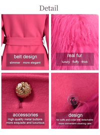 Thumbnail for Women's Wool Cashmere Coat With Real Mongolian Sheep Fur Collar and Cuffs Ladies Double Faced Coats Belted Winter Fall Long Coat -, Coats , Drestiny , Australia, Black, Blue, Brown, Coats, Coffee, Dark Brown, Fuchsia, Green, Khaki, L, Light Grey, Light Purple, Lilac, M, Mint, Mint Green, Neon Green, Orange, Pink, Purple, Red, Royal Blue, S, Teal, United Kingdom, United States, Violet Red, White, XL, XXL , Drestiny , www.shopdrestiny.com