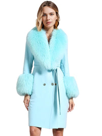 Thumbnail for Women's Wool Cashmere Coat With Real Mongolian Sheep Fur Collar and Cuffs Ladies Double Faced Coats Belted Winter Fall Long Coat -, Coats , Drestiny , Australia, Black, Blue, Brown, Coats, Coffee, Dark Brown, Fuchsia, Green, Khaki, L, Light Grey, Light Purple, Lilac, M, Mint, Mint Green, Neon Green, Orange, Pink, Purple, Red, Royal Blue, S, Teal, United Kingdom, United States, Violet Red, White, XL, XXL , Drestiny , www.shopdrestiny.com