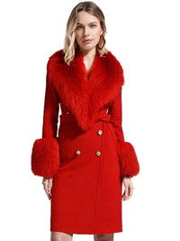 Thumbnail for Women's Wool Cashmere Coat With Real Mongolian Sheep Fur Collar and Cuffs Ladies Double Faced Coats Belted Winter Fall Long Coat -, Coats , Drestiny , Australia, Black, Blue, Brown, Coats, Coffee, Dark Brown, Fuchsia, Green, Khaki, L, Light Grey, Light Purple, Lilac, M, Mint, Mint Green, Neon Green, Orange, Pink, Purple, Red, Royal Blue, S, Teal, United Kingdom, United States, Violet Red, White, XL, XXL , Drestiny , www.shopdrestiny.com