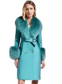 Thumbnail for Women's Wool Cashmere Coat With Real Mongolian Sheep Fur Collar and Cuffs Ladies Double Faced Coats Belted Winter Fall Long Coat -, Coats , Drestiny , Australia, Black, Blue, Brown, Coats, Coffee, Dark Brown, Fuchsia, Green, Khaki, L, Light Grey, Light Purple, Lilac, M, Mint, Mint Green, Neon Green, Orange, Pink, Purple, Red, Royal Blue, S, Teal, United Kingdom, United States, Violet Red, White, XL, XXL , Drestiny , www.shopdrestiny.com