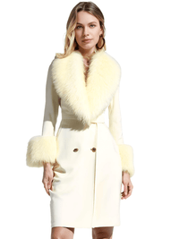 Thumbnail for Women's Wool Cashmere Coat With Real Mongolian Sheep Fur Collar and Cuffs Ladies Double Faced Coats Belted Winter Fall Long Coat -, Coats , Drestiny , Australia, Black, Blue, Brown, Coats, Coffee, Dark Brown, Fuchsia, Green, Khaki, L, Light Grey, Light Purple, Lilac, M, Mint, Mint Green, Neon Green, Orange, Pink, Purple, Red, Royal Blue, S, Teal, United Kingdom, United States, Violet Red, White, XL, XXL , Drestiny , www.shopdrestiny.com