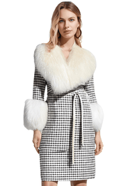 Thumbnail for Women's Wool Cashmere Coat With Real Mongolian Sheep Fur Collar and Cuffs Ladies Double Faced Coats Belted Winter Fall Long Coat -, Coats , Drestiny , Australia, Black, Blue, Brown, Coats, Coffee, Dark Brown, Fuchsia, Green, Khaki, L, Light Grey, Light Purple, Lilac, M, Mint, Mint Green, Neon Green, Orange, Pink, Purple, Red, Royal Blue, S, Teal, United Kingdom, United States, Violet Red, White, XL, XXL , Drestiny , www.shopdrestiny.com