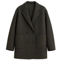 Thumbnail for Dark grey wool coat with double-breasted design on a white background