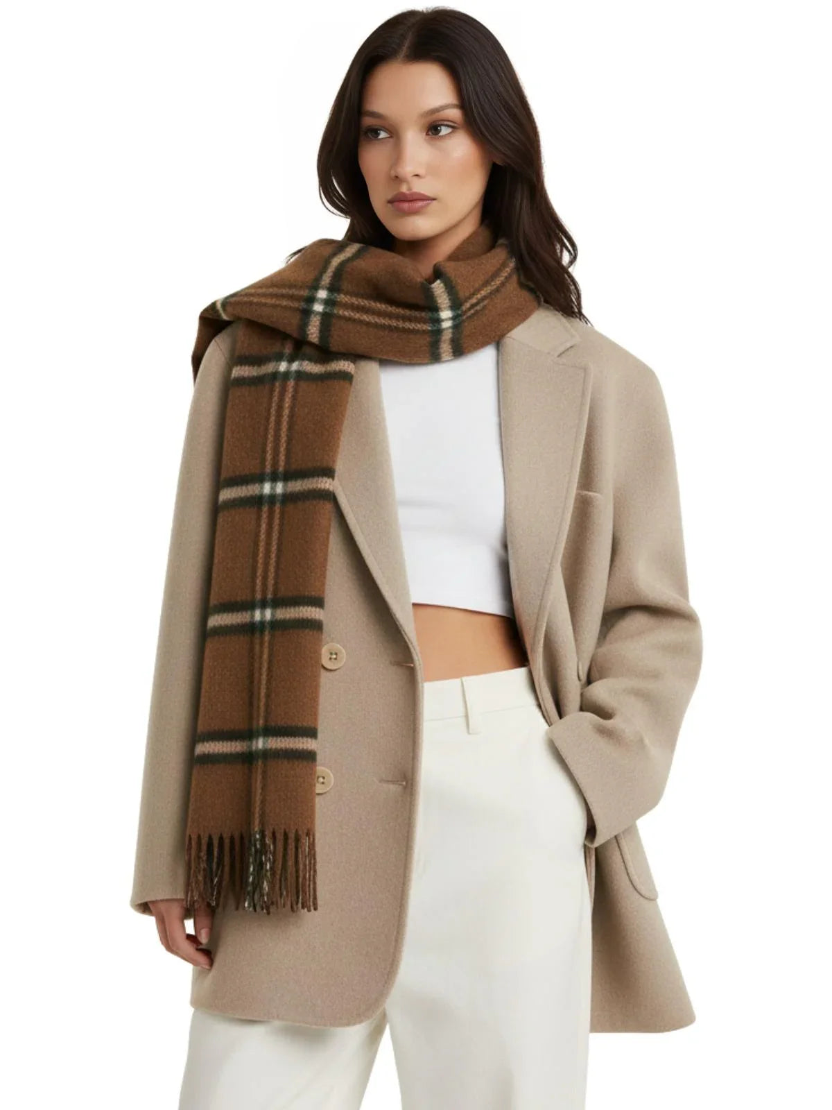 Women's Wool Coats Loose Casual Double Breasted Retro Jacket Office Lady Outerwear