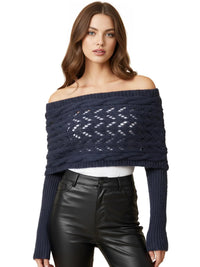 Thumbnail for Women's Wrap Scarf Sweater Long-Sleeved Autumn Winter Shawl Wrap Solid Color Knitted Wrap Scarf