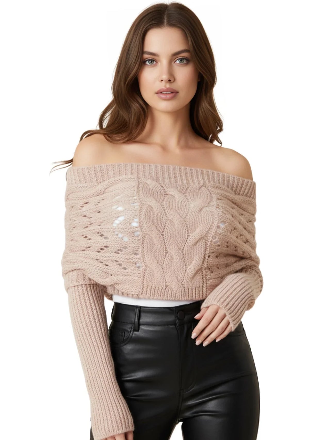 Women's Wrap Scarf Sweater Long-Sleeved Autumn Winter Shawl Wrap Solid Color Knitted Wrap Scarf