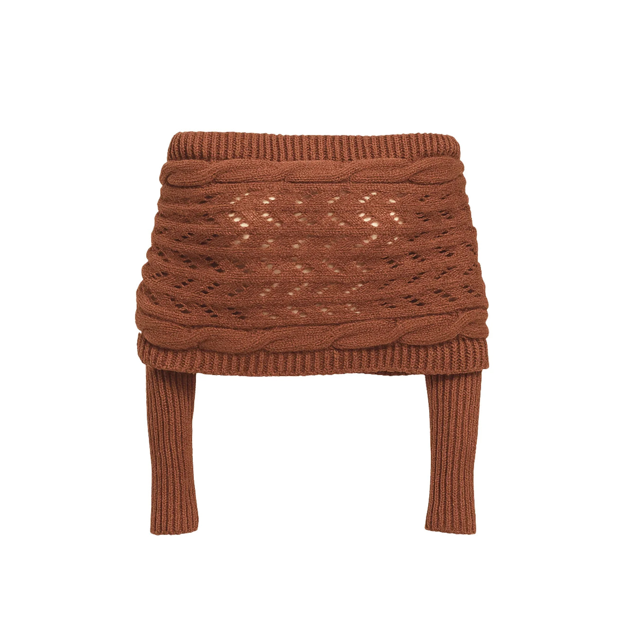 Brown knitted sweater with pattern on a white background