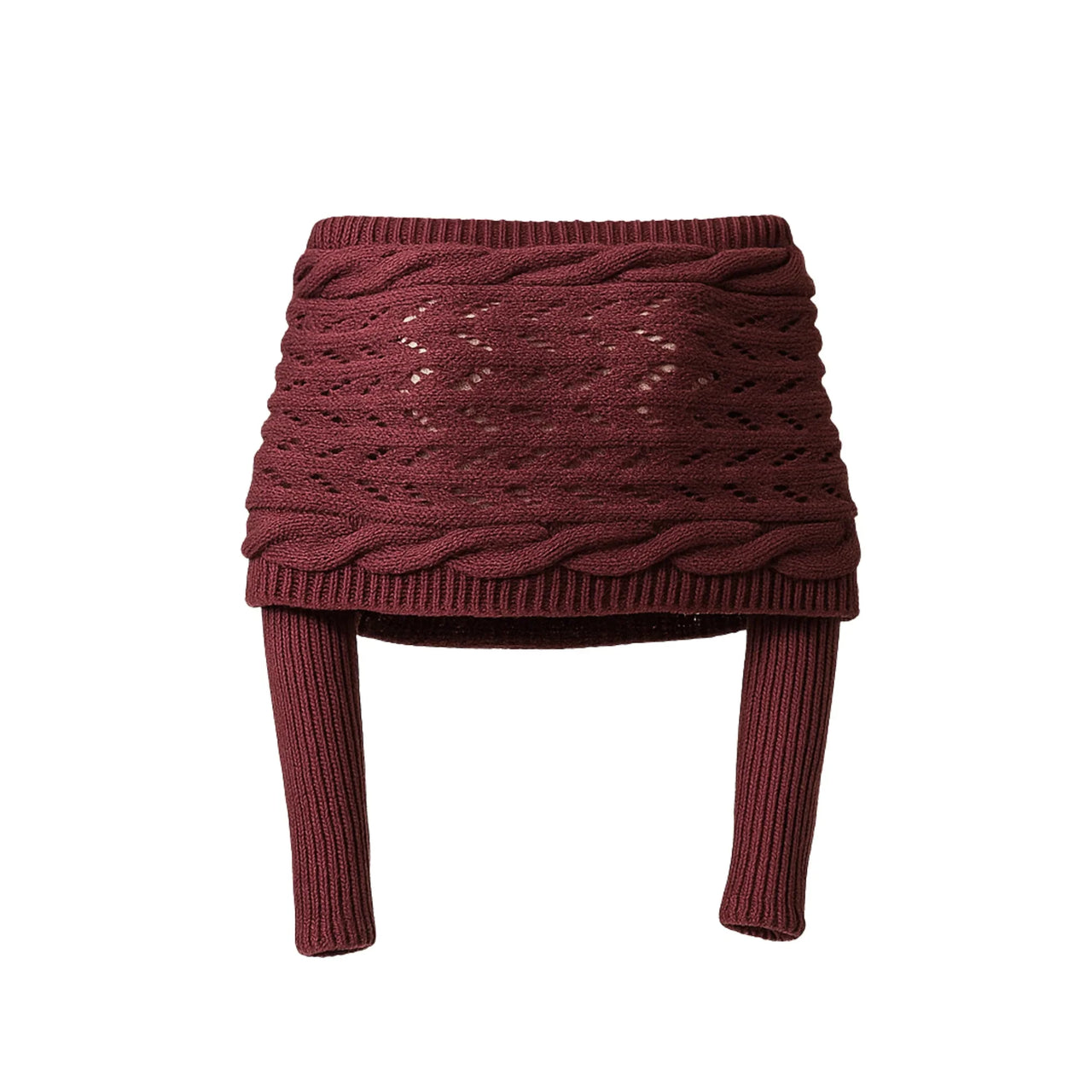 Maroon knitted sweater on a white background