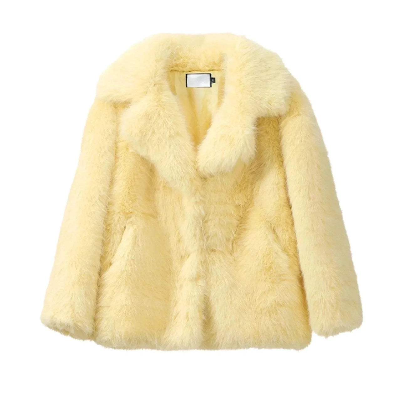 Light yellow fur coat on a white background