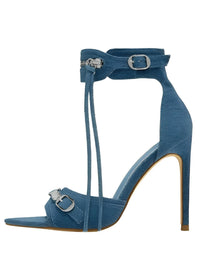 Thumbnail for Women's Zip Tassel Sandals Metal Rivet Buckle Pointed Open Toe Sexy Heels Wedding Banquet Shoes Stiletto, Drestiny, Heels, High Heels, Sandals, Peep Toe Sandals, Stilettos, United States, USA, Canada, Australia, New Zealand, United Kingdom, UK, Pink, White, Black, Denim Blue, Silver, 6, 7, 8, 9, 10, 11, peep toe high heel sandals, peep toe heels, open toe high heels, strappy peep toe heels, platform peep toe heels, shopdrestiny.com