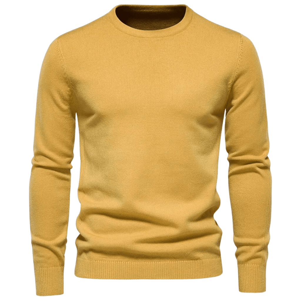 Yellow O-Neck Pullover Sweater For Men