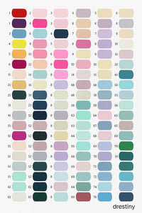 Thumbnail for Color swatch chart by Drestiny with various color samples.