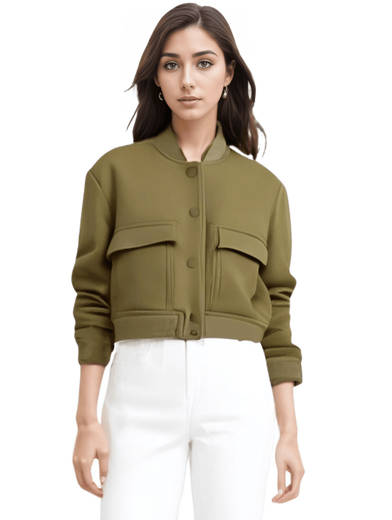 Elevate your wardrobe with the trendy Large Pocket Army Green Bomber Jacket for women. Shop Drestiny today to enjoy free shipping and tax covered by us! Save up to 50% off!