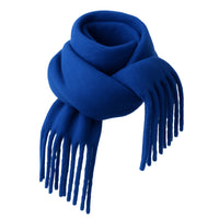 Thumbnail for Blue blanket scarf with fringes on a white background