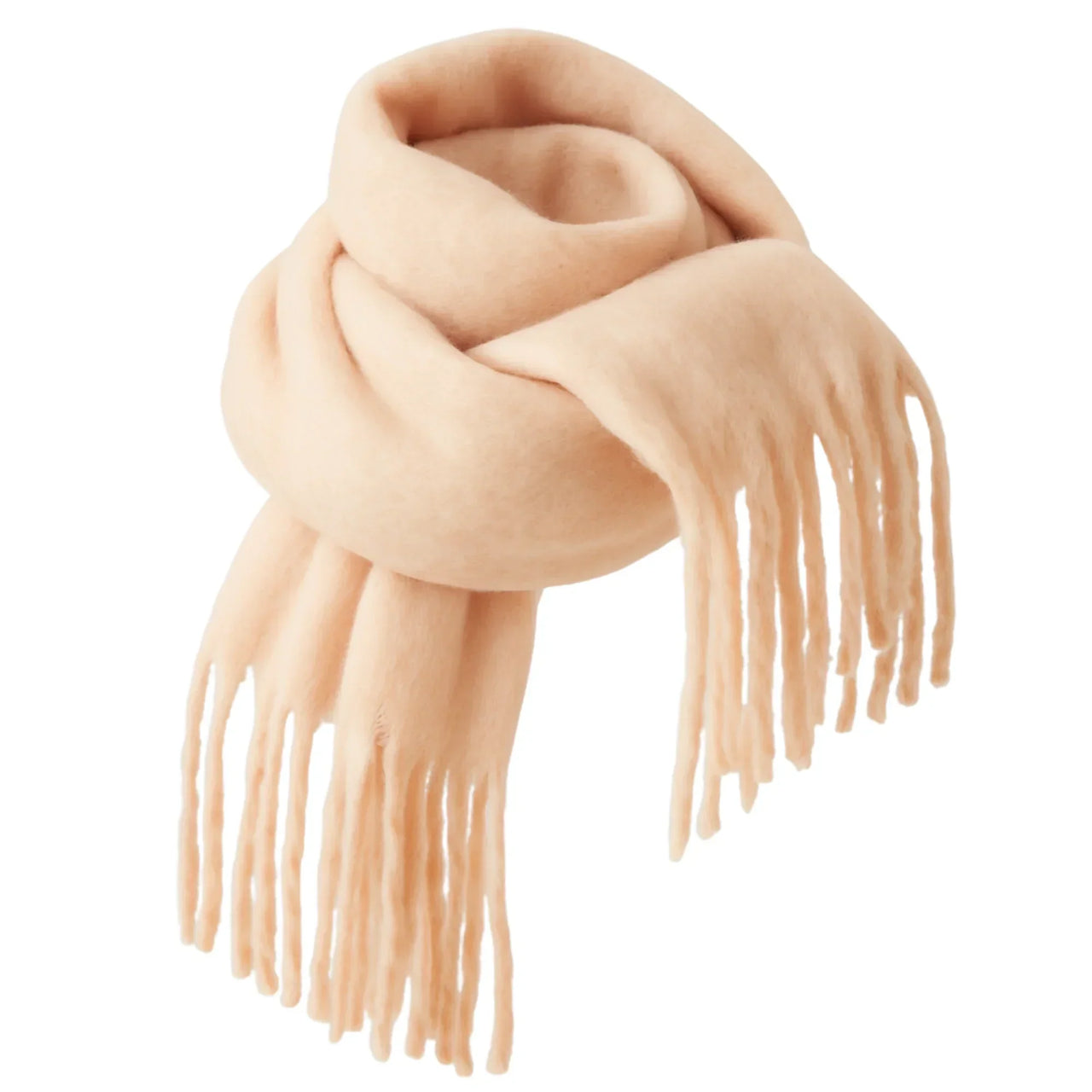 Blush scarf with fringes on a white background