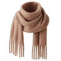 Thumbnail for Brown scarf with fringes on a white background