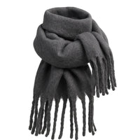 Thumbnail for Dark gray scarf with fringes on a white background