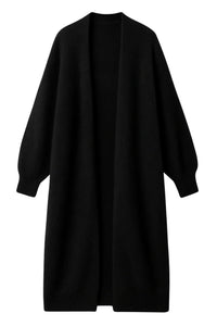 Thumbnail for Black long fluffy cardigan on a white background