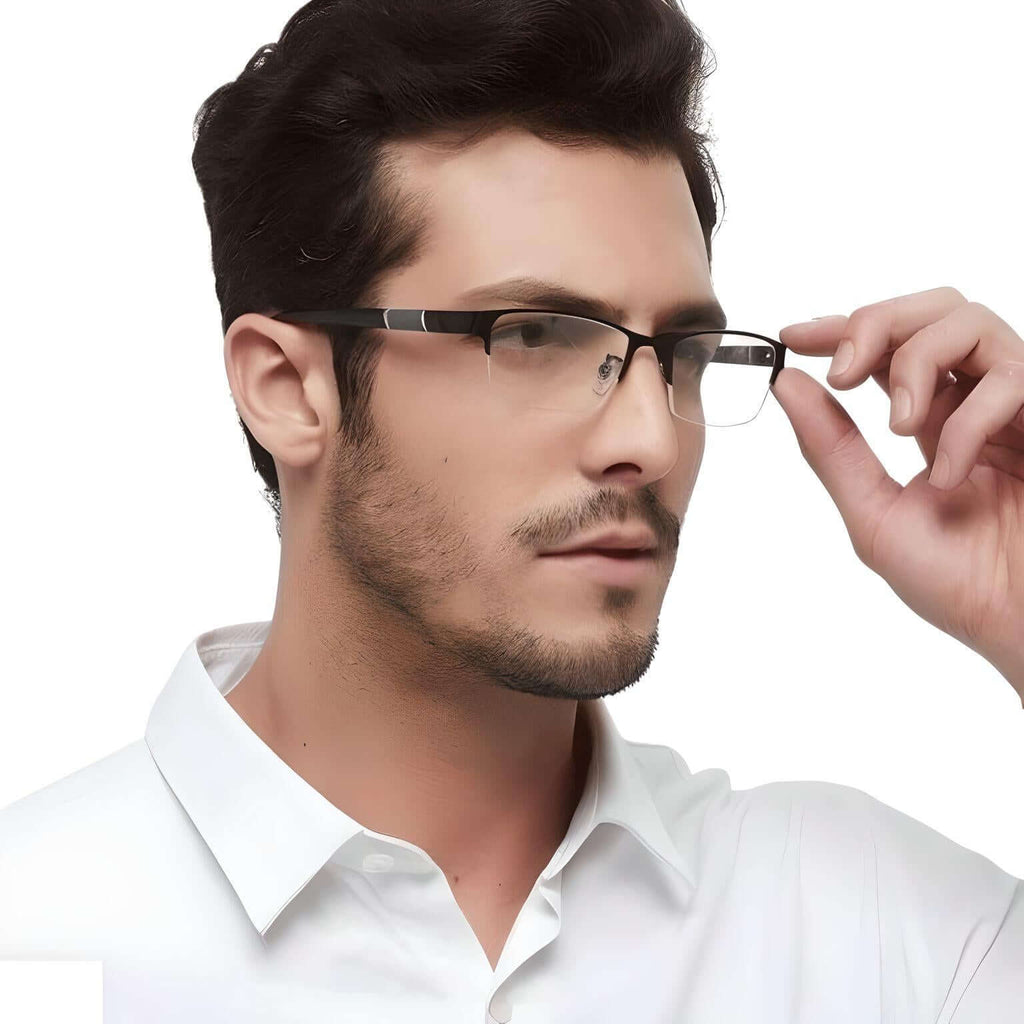 High Quality Half-Frame Diopter Black Glasses