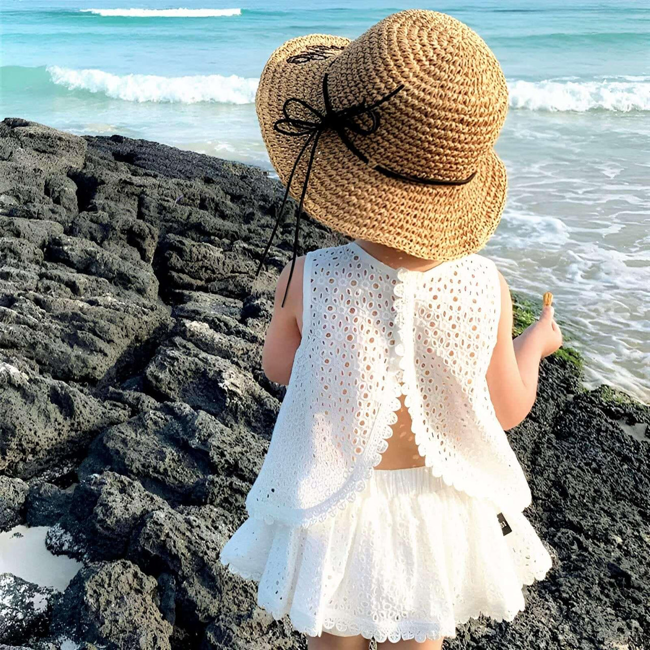 Girl's Summer Clothing Set - Hollow Lace Sleeveless Shirt & Shorts 2Pcs Set -, Sets , Drestiny , 12M, 18M, 2T, 3T, 4T, 5T, 6T, Australia, Canada, Girls, New Zealand, Short Sets, Shorts, Skirt Sets, Skirts, Sleeveless, TD, United Kingdom, United States, White , Drestiny , www.shopdrestiny.com
