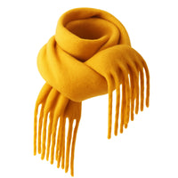 Thumbnail for Golden yellow scarf with fringes on a white background
