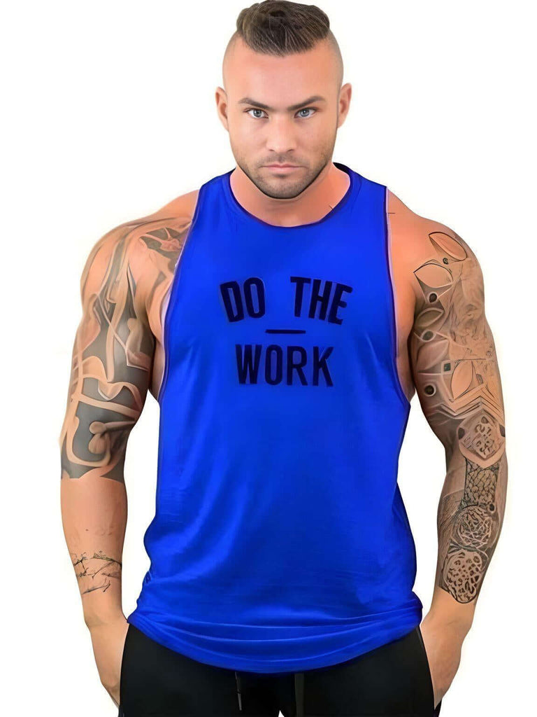 Men's Blue Gym Tank Top - Do The Work!
