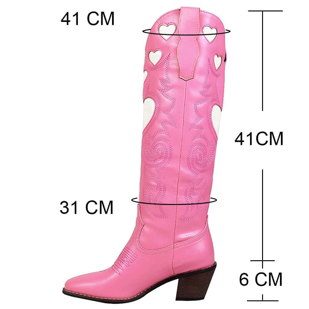 Knee High Heart Shape Cowboy Boots For Women - In 8 Colors! -, Boots , Drestiny , 10, 10.5, 7.5, 8.5, 9, 9.5, Australia, Beige, Black, Boots, Brown, FR, Pink, Purple, Red, Teal, United Kingdom, United States, White, Yellow , Drestiny , www.shopdrestiny.com