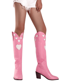Thumbnail for Knee High Heart Shape Cowboy Boots For Women - In 8 Colors! -, Boots , Drestiny , 10, 10.5, 7.5, 8.5, 9, 9.5, Australia, Beige, Black, Boots, Brown, FR, Pink, Purple, Red, Teal, United Kingdom, United States, White, Yellow , Drestiny , www.shopdrestiny.com
