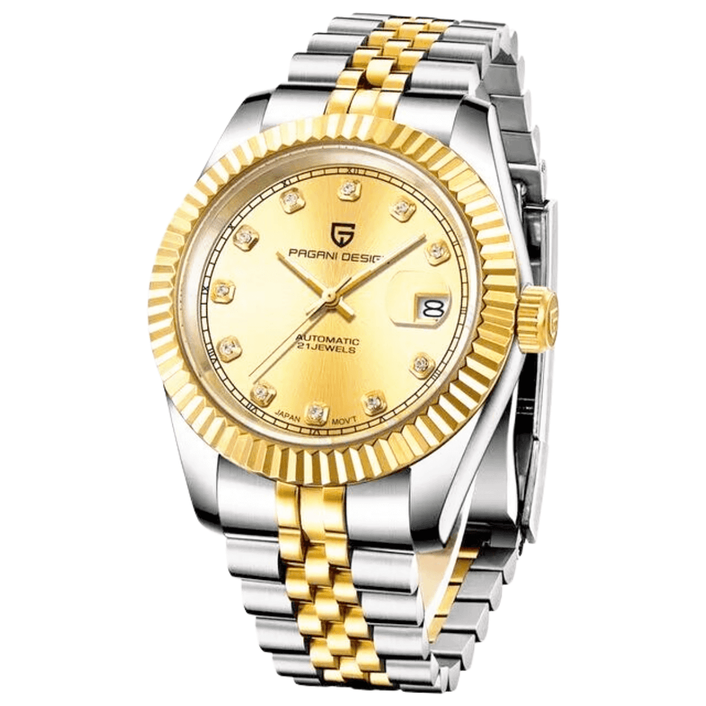 Elevate your style with this homage to the iconic Rolex DateJust! Find the perfect men's luxury waterproof mechanical watch with sapphire crystal at Drestiny. Enjoy free shipping and let us handle the tax. As seen on FOX, NBC, and CBS. Save up to 50% off!