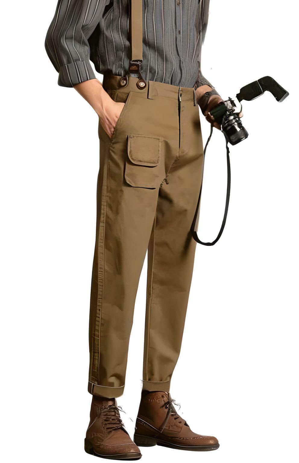 Loose Straight Leg Pants For Men With Suspenders -, Pants , Drestiny , 29, 30, 31, 32, 33, 34, 36, 38, Australia, Black, Canada, Casual Pants, Dress Pants, Khaki, New Zealand, Overalls, United Kingdom, United States , Drestiny , www.shopdrestiny.com