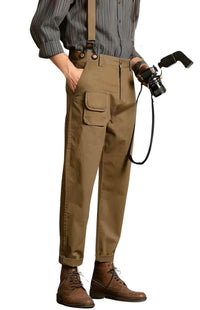 Thumbnail for Loose Straight Leg Pants For Men With Suspenders -, Pants , Drestiny , 29, 30, 31, 32, 33, 34, 36, 38, Australia, Black, Canada, Casual Pants, Dress Pants, Khaki, New Zealand, Overalls, United Kingdom, United States , Drestiny , www.shopdrestiny.com