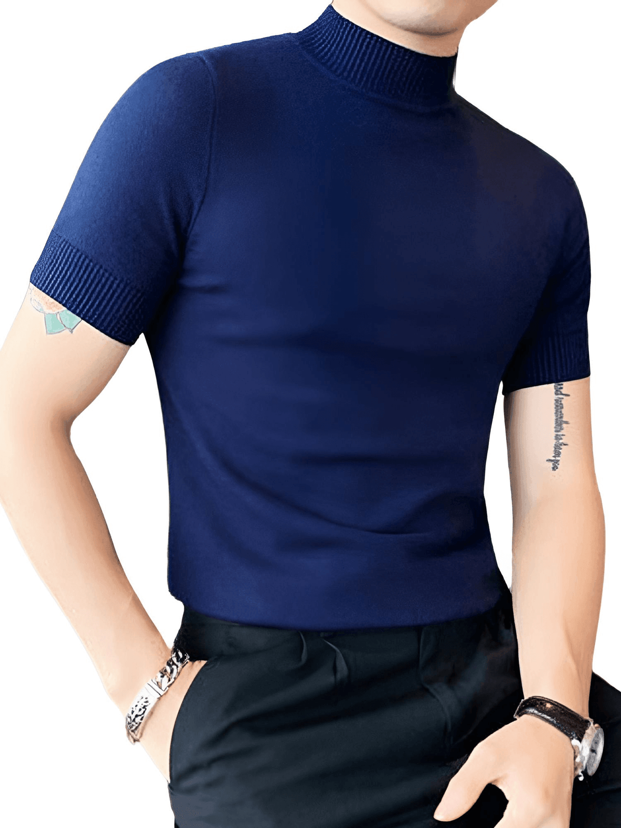 Short Sleeve Men's Mock Neck Shirt -, Turtlenecks , Drestiny , 4XL, Australia, Black, Blue, Bright Blue, Brown, Casual Shirts, Dark Blue, Dark Green, Dark Grey, Dress Shirts, FR, L, M, Navy, New Zealand, Red, Short Sleeves, T-Shirts, Tan, Turtlenecks, United Kingdom, United States, White, XL, XXL, XXXL, Yellow , Drestiny , www.shopdrestiny.com