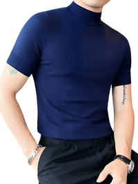 Thumbnail for Short Sleeve Men's Mock Neck Shirt -, Turtlenecks , Drestiny , 4XL, Australia, Black, Blue, Bright Blue, Brown, Casual Shirts, Dark Blue, Dark Green, Dark Grey, Dress Shirts, FR, L, M, Navy, New Zealand, Red, Short Sleeves, T-Shirts, Tan, Turtlenecks, United Kingdom, United States, White, XL, XXL, XXXL, Yellow , Drestiny , www.shopdrestiny.com