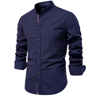 Thumbnail for Navy blue shirt with a small logo on a white background