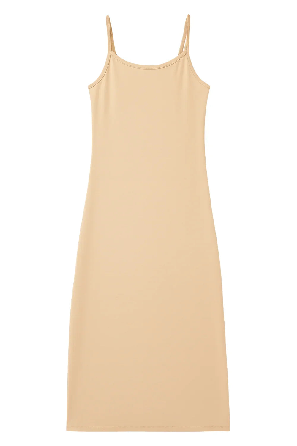 Nude slip dress on a white background